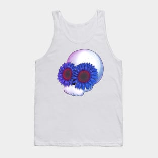 Skull with blue flowers Tank Top